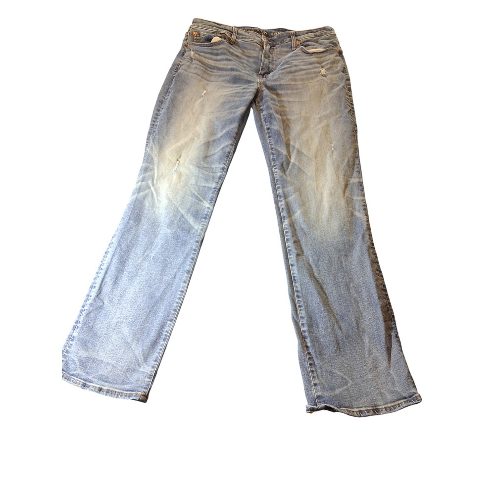 American Eagle Mens Original Bootcut Jeans 36x34 Medium Wash Distressed Stretch